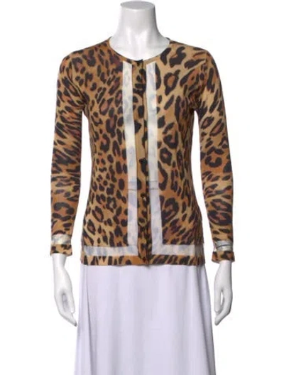 Pre-owned Escada Virgin Wool Animal Print Sweater In Multicolor