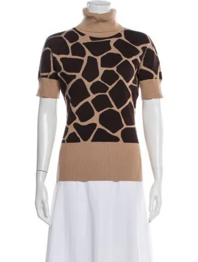 Pre-owned Escada Virgin Wool Animal Print Sweater In Neutral