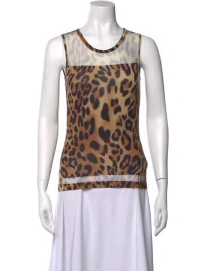 Pre-owned Escada Virgin Wool Animal Print Sweater In Neutrals