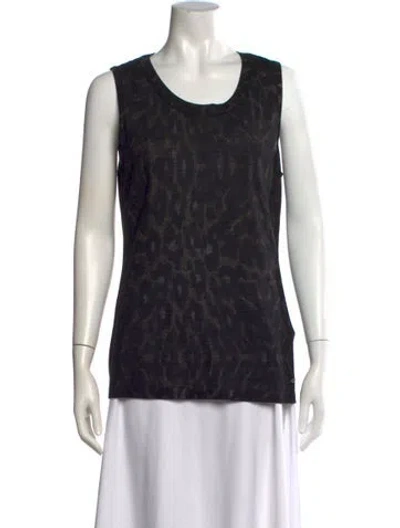 Pre-owned Escada Virgin Wool Animal Print Top In Black