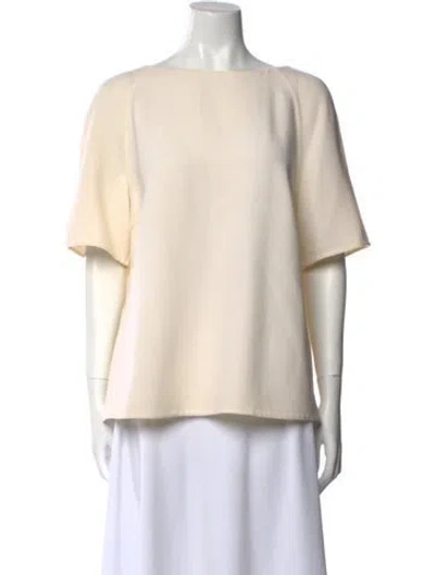 Pre-owned Escada Virgin Wool Bateau Neckline Blouse In Neutral