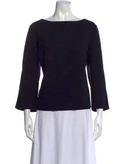 Pre-owned Escada Virgin Wool Bateau Neckline Top In Black
