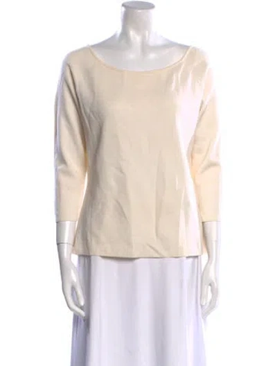 Pre-owned Escada Virgin Wool Bateau Neckline T-shirt In Neutral