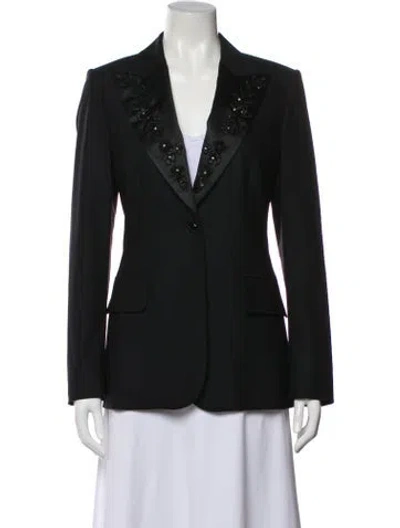 Pre-owned Escada Virgin Wool Blazer In Black
