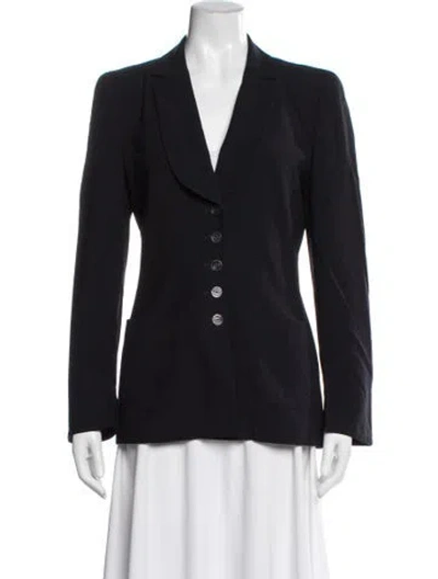 Pre-owned Escada Virgin Wool Blazer In Black/blue