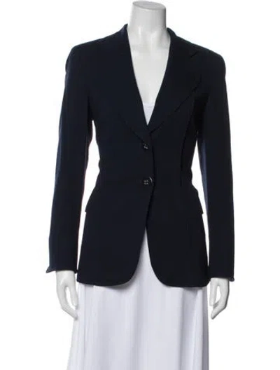 Pre-owned Escada Virgin Wool Blazer In Blue
