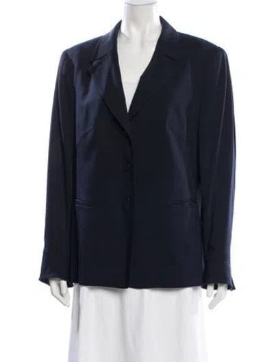 Pre-owned Escada Virgin Wool Blazer In Blue