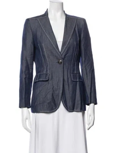 Pre-owned Escada Virgin Wool Blazer In Blue