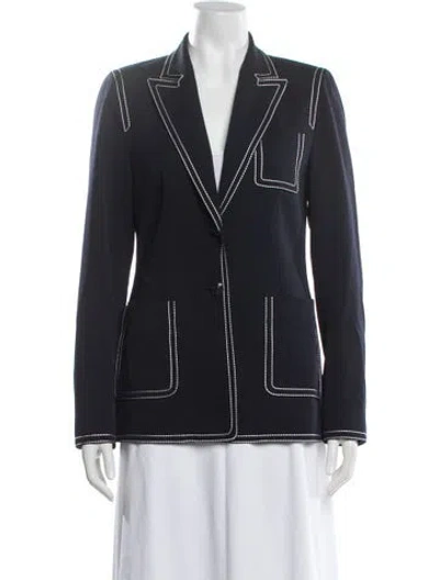 Pre-owned Escada Virgin Wool Blazer In Blue