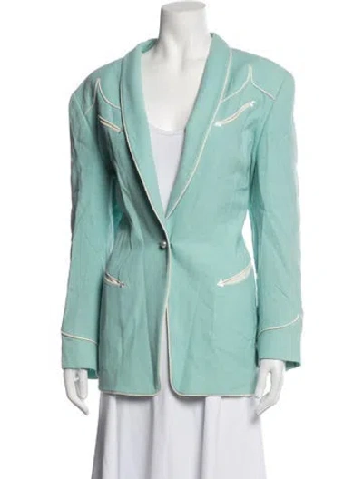 Pre-owned Escada Virgin Wool Blazer In Blue