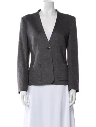 Pre-owned Escada Virgin Wool Blazer In Gray