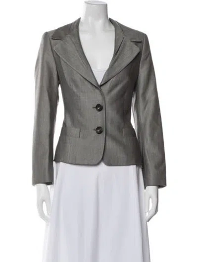 Pre-owned Escada Virgin Wool Blazer In Gray