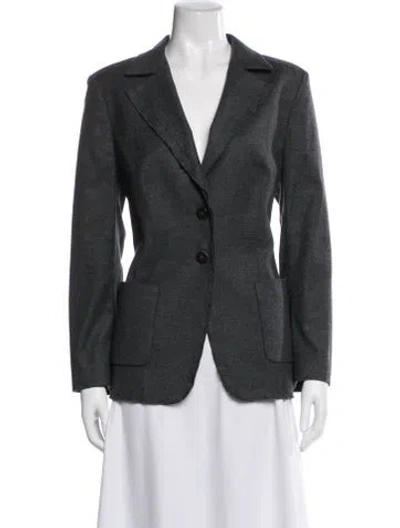 Pre-owned Escada Virgin Wool Blazer In Gray