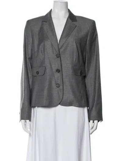 Pre-owned Escada Virgin Wool Blazer In Gray