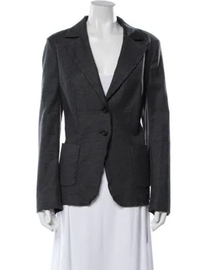 Pre-owned Escada Virgin Wool Blazer In Grey