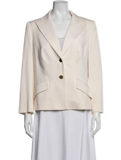 Pre-owned Escada Virgin Wool Blazer In White