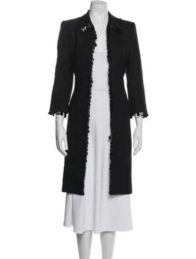 Pre-owned Escada Virgin Wool Coat In Black