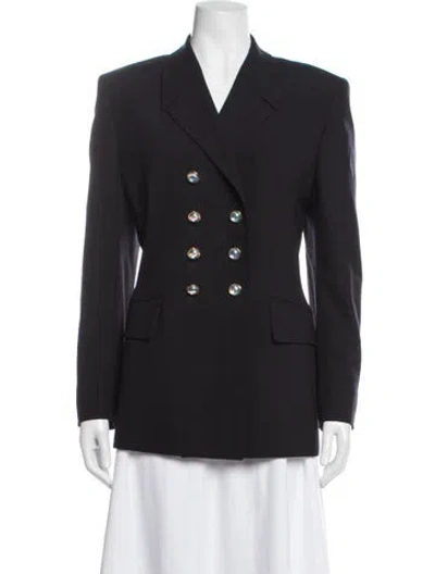 Pre-owned Escada Virgin Wool Coat In Black