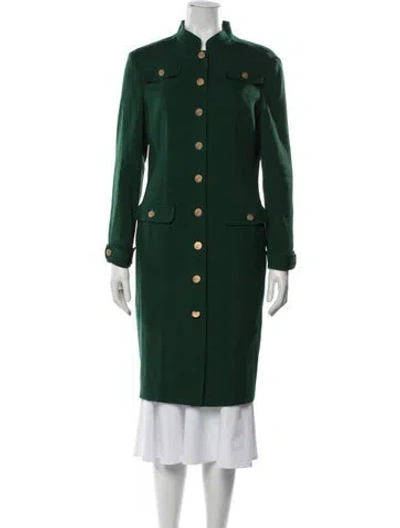 Pre-owned Escada Virgin Wool Coat In Green