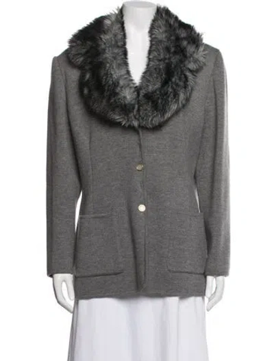 Pre-owned Escada Virgin Wool Coat In Grey