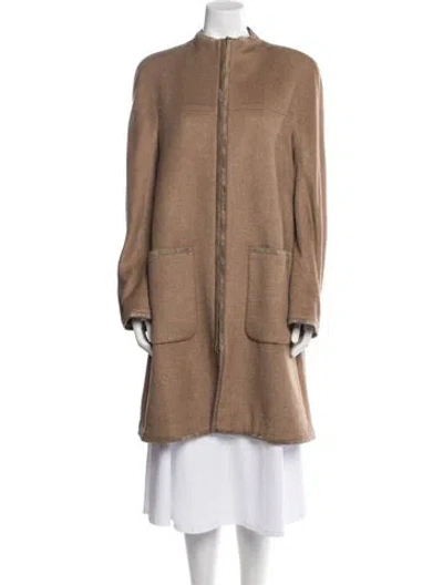 Pre-owned Escada Virgin Wool Coat In Neutral