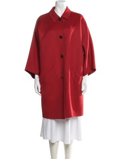 Pre-owned Escada Virgin Wool Coat In Red