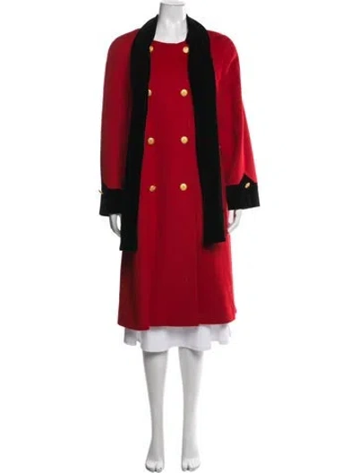 Pre-owned Escada Virgin Wool Coat In Red