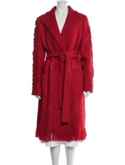 Pre-owned Escada Virgin Wool Coat W/ Tags In Red