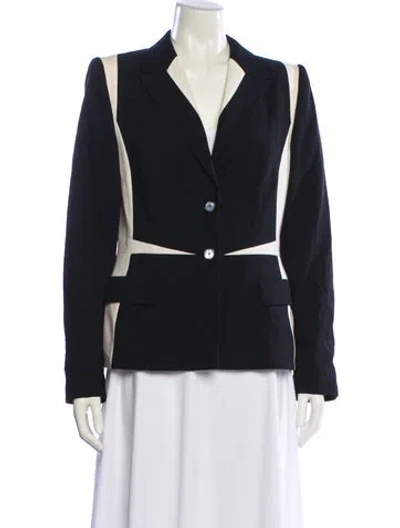 Pre-owned Escada Virgin Wool Colorblock Pattern Blazer In Black