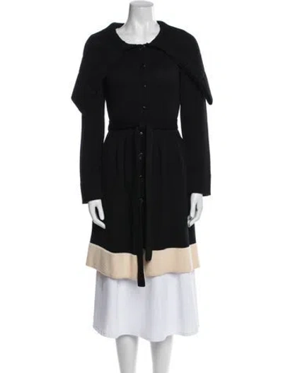 Pre-owned Escada Virgin Wool Colorblock Pattern Coat In Black