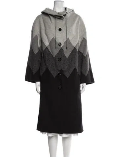 Pre-owned Escada Virgin Wool Colorblock Pattern Coat In Black