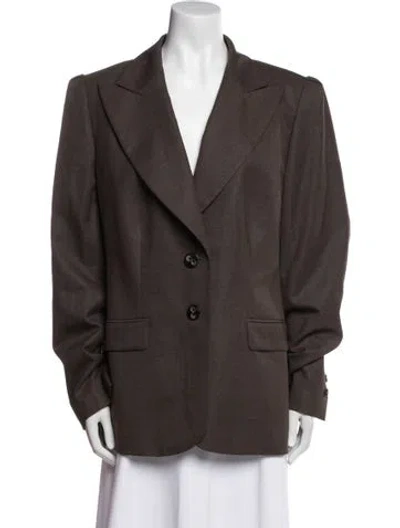 Pre-owned Escada Virgin Wool Colorblock Pattern Jacket In Brown