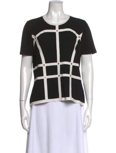 Pre-owned Escada Virgin Wool Colorblock Pattern Sweater In Black