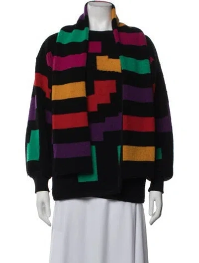 Pre-owned Escada Virgin Wool Colorblock Pattern Sweater In Black