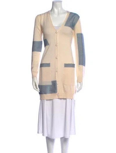 Pre-owned Escada Virgin Wool Colorblock Pattern Sweater In Blue