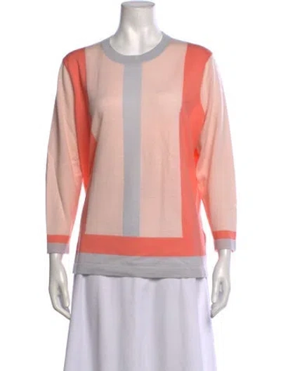 Pre-owned Escada Virgin Wool Colorblock Pattern Sweater In Blue