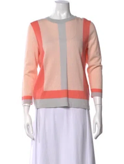 Pre-owned Escada Virgin Wool Colorblock Pattern Sweater In Pink