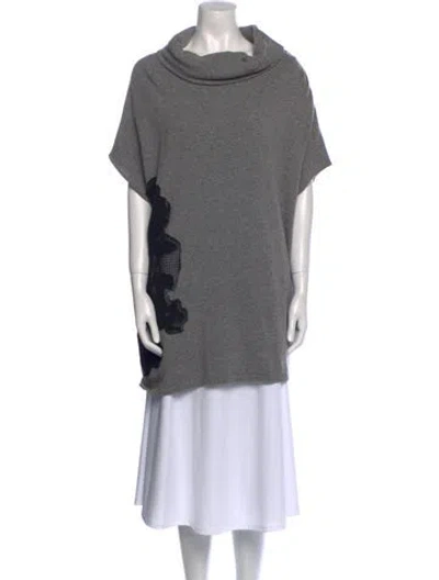 Pre-owned Escada Virgin Wool Cowl Neck Sweater In Gray