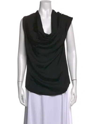 Pre-owned Escada Virgin Wool Cowl Neck Top In Black