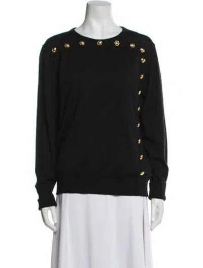 Pre-owned Escada Virgin Wool Crew Neck Sweater In Black