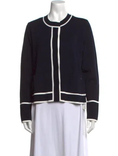 Pre-owned Escada Virgin Wool Crew Neck Sweater In Black/white
