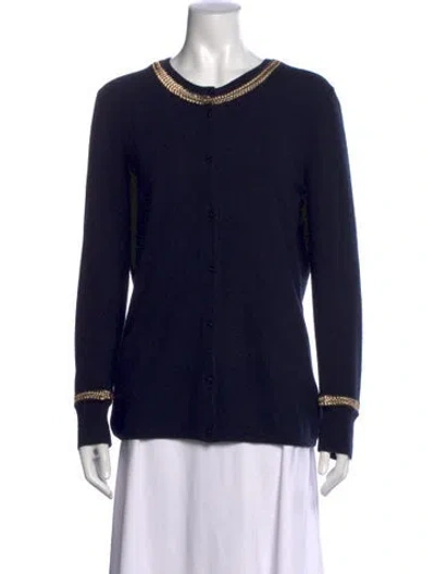 Pre-owned Escada Virgin Wool Crew Neck Sweater In Blue
