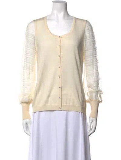 Pre-owned Escada Virgin Wool Crew Neck Sweater In Neutral