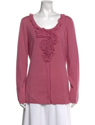 Pre-owned Escada Virgin Wool Crew Neck Sweater In Pink