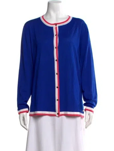Pre-owned Escada Virgin Wool Crew Neck Sweater W/ Tags In Blue