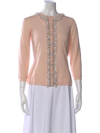 Pre-owned Escada Virgin Wool Crew Neck Sweater W/ Tags In Pink