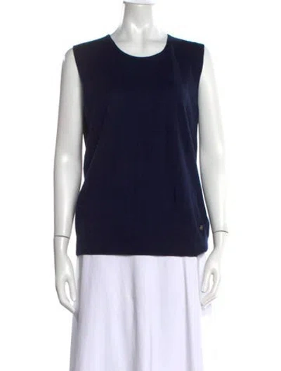 Pre-owned Escada Virgin Wool Crew Neck Top In Black