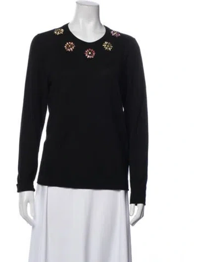 Pre-owned Escada Virgin Wool Crew Neck Top In Blue