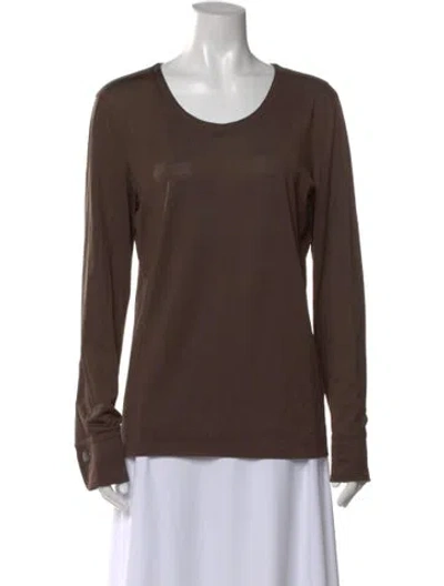 Pre-owned Escada Virgin Wool Crew Neck Top In Brown