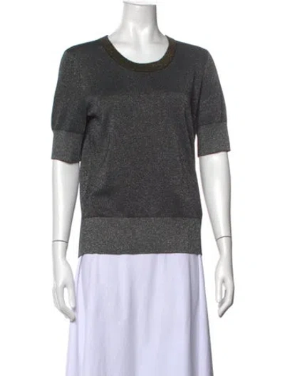 Pre-owned Escada Virgin Wool Crew Neck Top In Grey